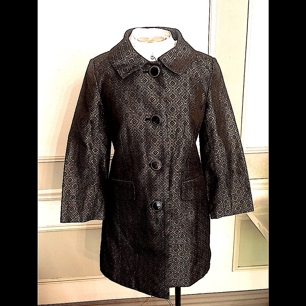 NEW*French Designer-Apostrophe Paris- 3/4 Sleeve Embroidered Coat -size Medium